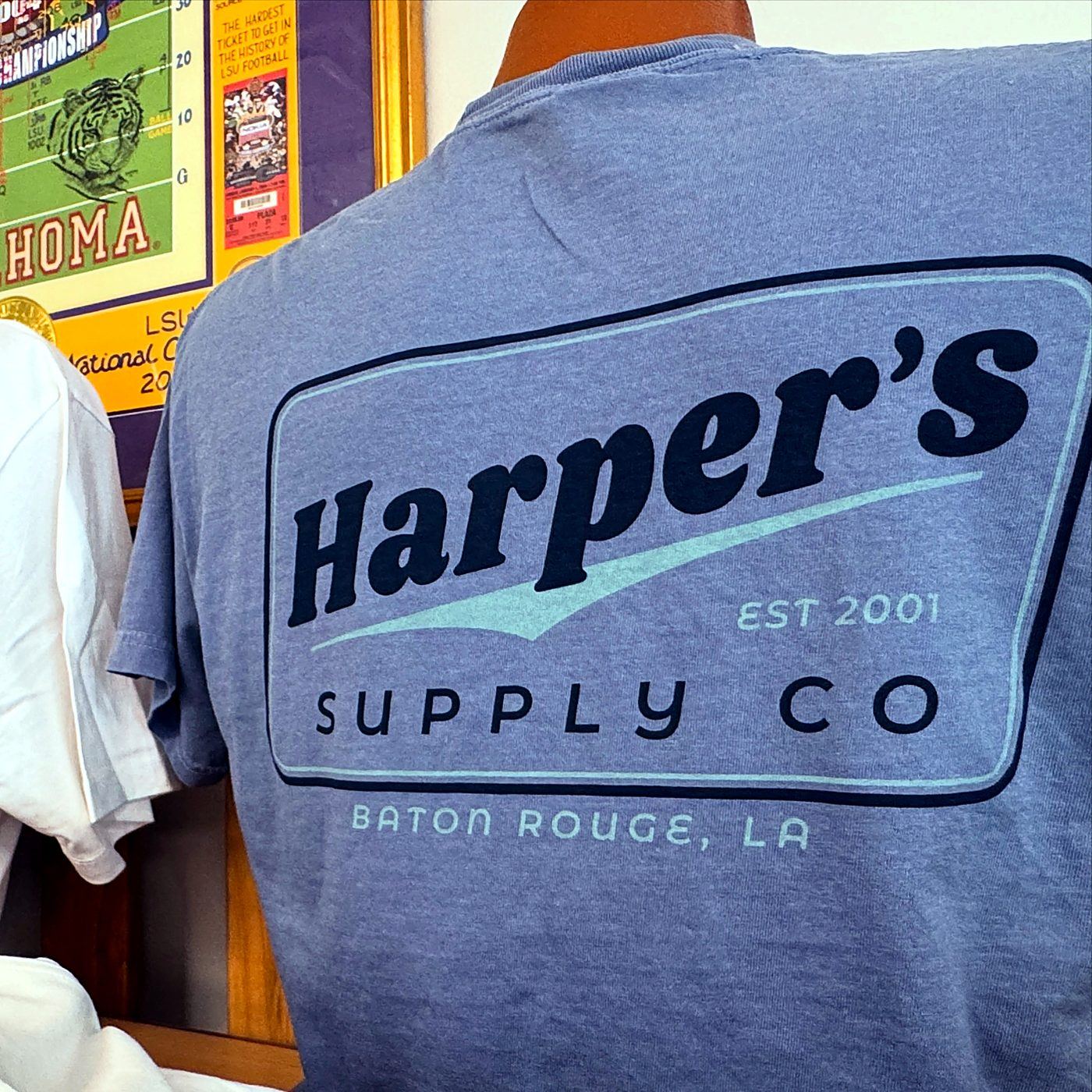 A Harper's Supply Co. tee, established 2001, Baton Rouge